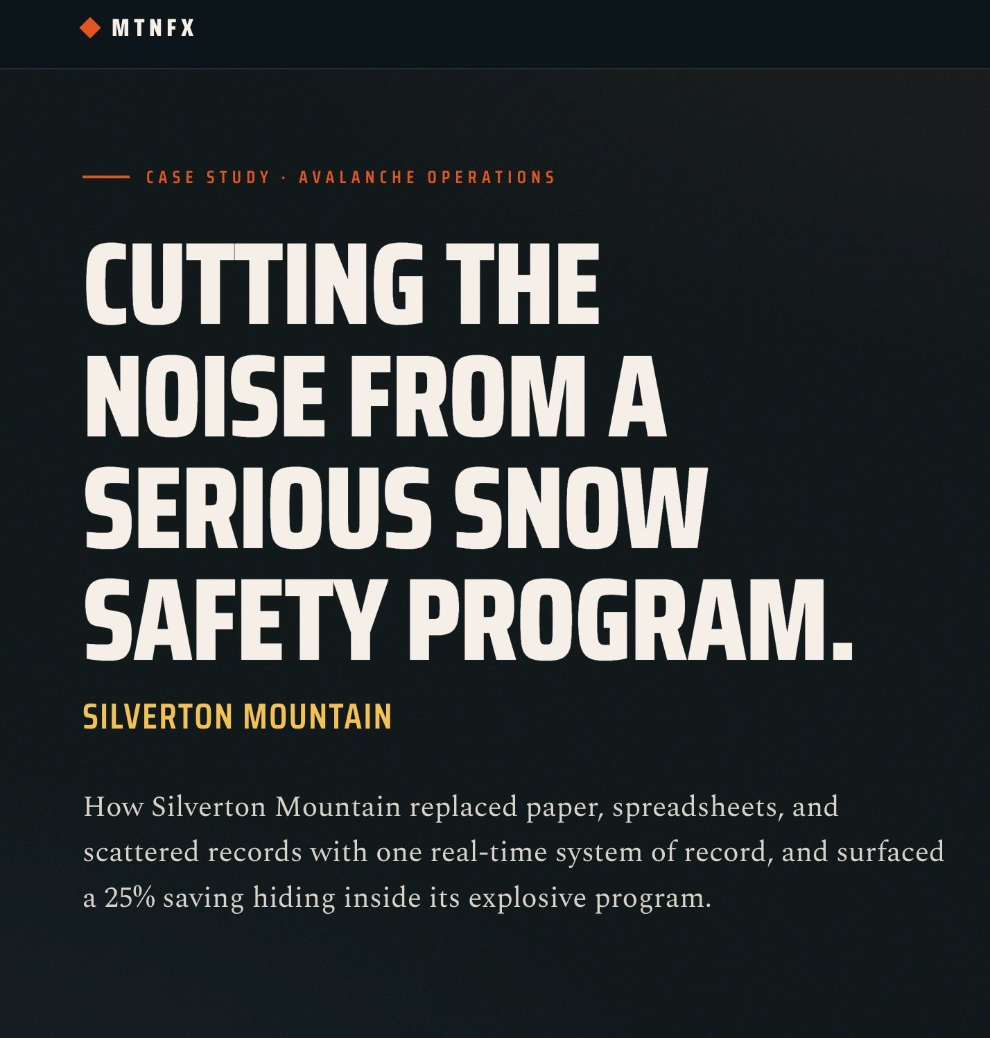 Case study cover: Cutting the noise from a serious snow safety program, Silverton Mountain