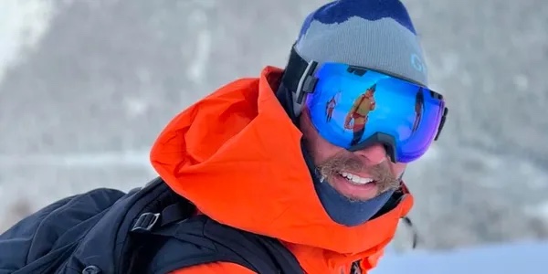 Matthew Glick in goggles on a snowy day